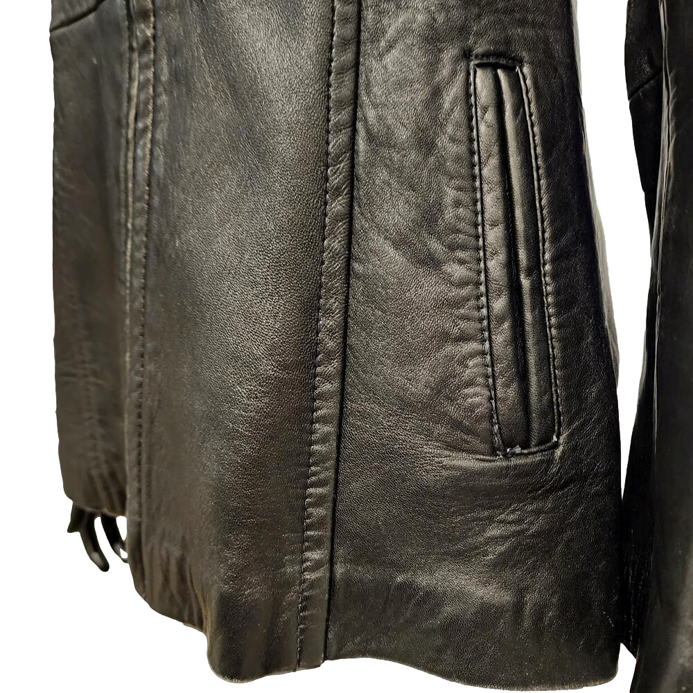 PETITE SOPHISTICATE WOMEN'S GENUINE LAMB LEATHER WING COLLAR ZIP JACKET - Picture 8 of 16